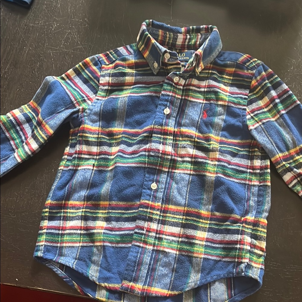 Polo Ralph Lauren Kids Size Performance 4/4T Flannel Blue Plaid Shirt